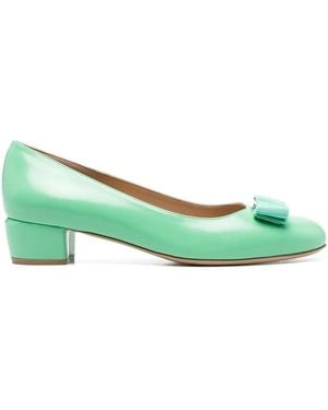 Ferragamo Ferragamo Vara Leather Court Shoes - Green