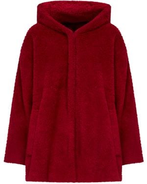 Weekend by Maxmara Hooded Coat Virgin Wool Bomber Jackets - Red