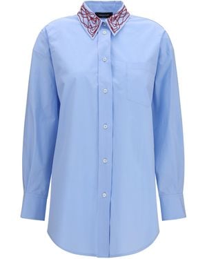 Fabiana Filippi Boyfriend Poplin Shirt - Blue