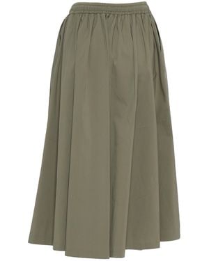 K-Way Mosella Light Poplin Tech Long Down Jacket Cotton Elastane Polyamide Skirt - Green