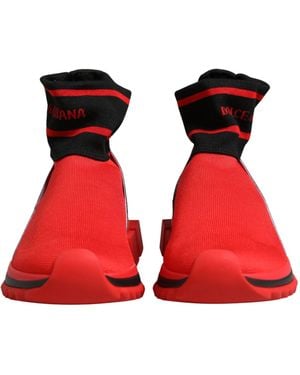 Dolce & Gabbana Red Black Sorrento Socks Sneakers Shoes