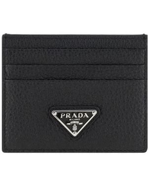 Prada Leather Card Holder Calf Bos Taurus Wallet - Black