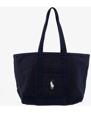 Polo Ralph Lauren Denim Shoulder Bag With Embroidered Logo On The Front - Blue