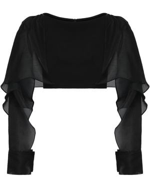 Maticevski Cropped Cape Polyester Blouses - Black