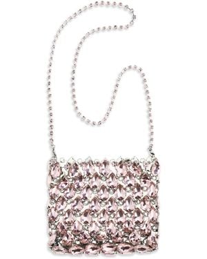 Self-Portrait Crystal Mesh Pouch - White