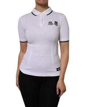 Dolce & Gabbana Cotton Short Sleeves Collared Polo Top - White