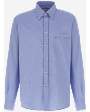 Valentino Cotton Shirt With Logo - Blue
