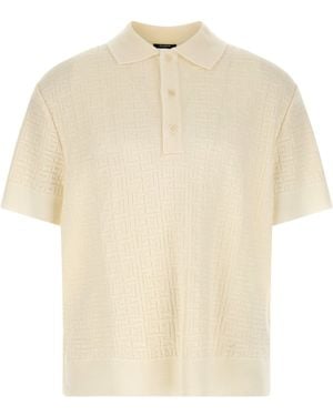 Balmain Monogram Jacquard Polo Shirt - Natural