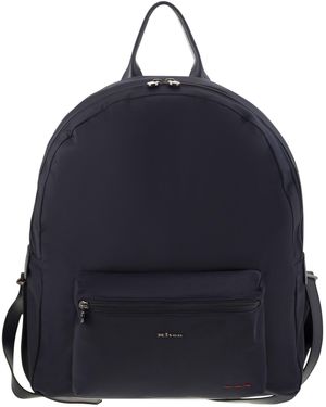 Kiton Technical Fabric Backpack With Logo - Blue