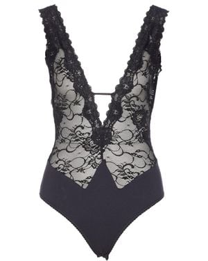 Aniye By V-Neck Lace Body - Gray