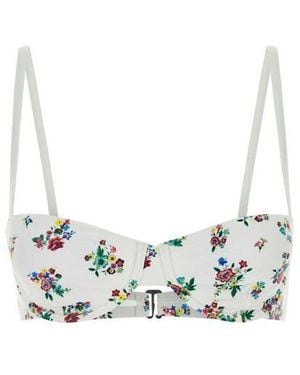 Tory Burch Floral Print Bikini Top - Metallic