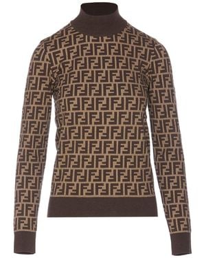 Fendi Ff Logo Pullover - Brown