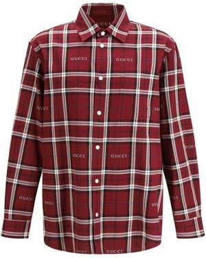 Gucci Multicolor Tartan Cotton Jacquard Shirt - Red