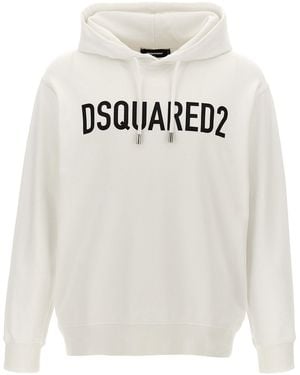 DSquared² Logo-Print Cotton Hoodie - White