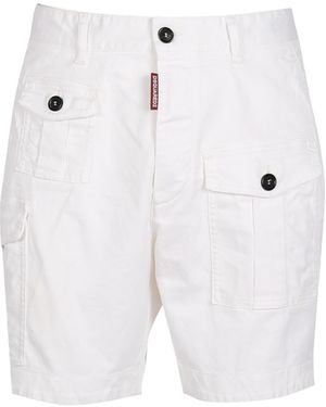 DSquared² Cotton Cargo Shorts - White