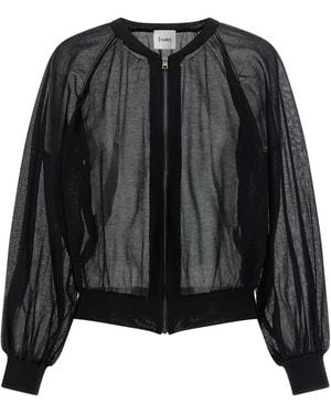 Nude Cardigan Bomber Jacket - Black