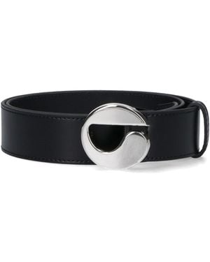 Coperni Adjustable Leather Belt With Logo Buckle - Black