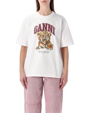 Ganni Beaded Tiger T-Shirt - White