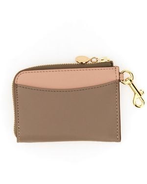 Stella McCartney Wallet With Logo Polyurethane & Purses - Natural