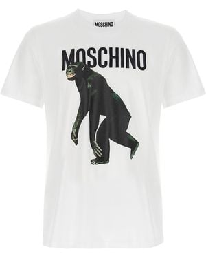 Moschino Organic Cotton T-Shirt With Logo Embroidery - White