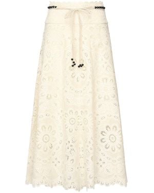 Zimmermann Rhiannon Midi Skirt With Embroidery - Natural