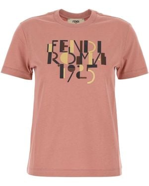 Fendi Dark Cotton T-Shirt - Pink