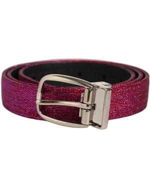 Dolce & Gabbana Glitter Metal Buckle Belt Leather - Purple