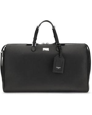 Dolce & Gabbana Vittoria Calfskin Travel Bag Calf Leather Bos Taurus; Pvc Briefcases - Black