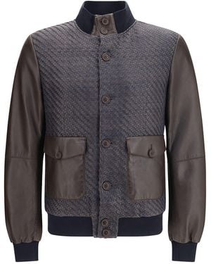 S.w.o.r.d 6.6.44 Leather Bomber Jacket - Gray