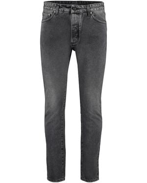 Palm Angels Straight-Leg Jeans With Maxi Logo Cotton Regular - Grey