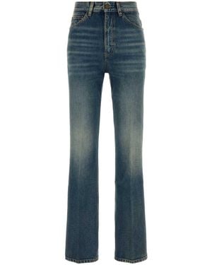 Saint Laurent Clyde High-Rise Straight-Leg Pants - Blue