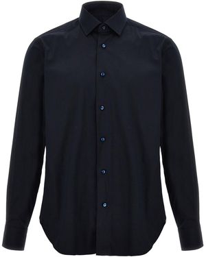 Barba Napoli Stretch Cotton Poplin Shirt - Blue