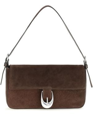 STAUD Brown Calf Leather Bos Taurus Shoulder Bag