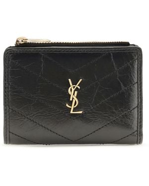Saint Laurent Niki Vintage Leather Bifold Wallet Calf Bos Taurus - Black