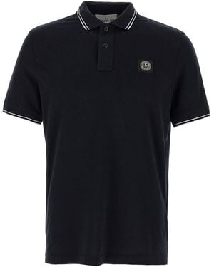 Stone Island Logo Patch Polo Shirt - Black