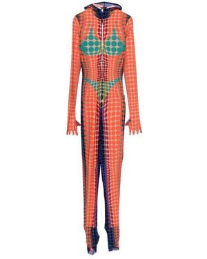 Jean Paul Gaultier Hooded Jumpsuit With Polka Dots - Red