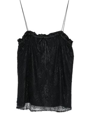 THE NINA STUDIO Lace-Detail Ruffled Top - Black