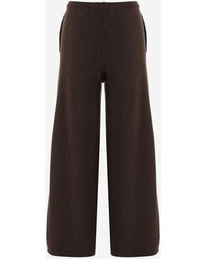 Bruno Manetti Wool And Cashmere Knit Pants Virgin - Brown