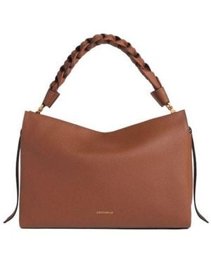 Coccinelle Clutch Bag Cognac- Bovine Leather Clutches - Brown