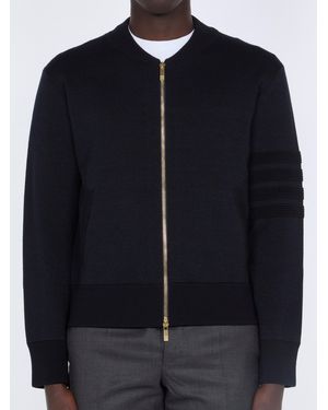 Thom Browne Thom Browne Merino Wool Zip-Up Bomber Jacket - Blue