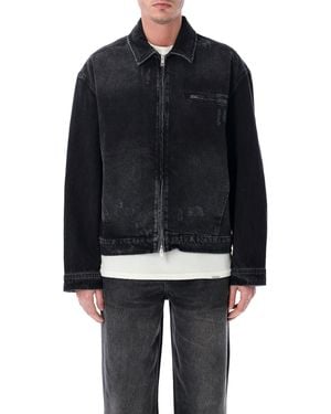 Represent Aged Collared Denim Jacket - Blue
