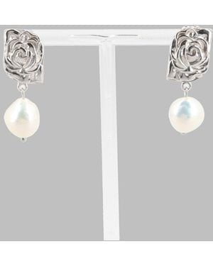 Magda Butrym Drop Earrings Rose Rhodium - White