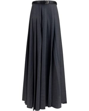 Self-Portrait Pleated Maxi Skirt - Blue