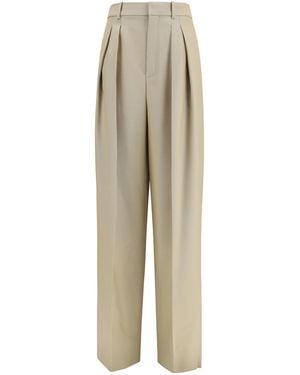 Saint Laurent Tailored Wool And Silk Canvas Trousers Fleece Ovis Aries - Natural