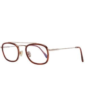 Tom Ford Eyeglasses Square Full Rim, Havana Frame And Clear Light Block Lens Ft5677-B053 - Brown