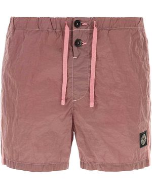 Stone Island Antiqued Nylon Swimming Shorts - Pink