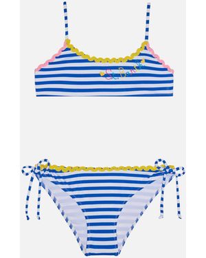 MC2 Saint Barth Girl Bralette Bikini With Striped - Blue
