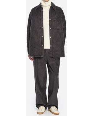 Ami Paris Logo Patch Corduroy Overshirt Clothing Coats & Jackets - Black