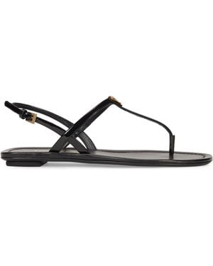 Prada Flip-Flops Patent Leather Calfskin Sandal - Black