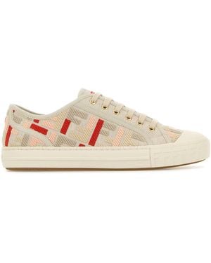 Fendi Embroidered Canvas Domino Trainers - Pink